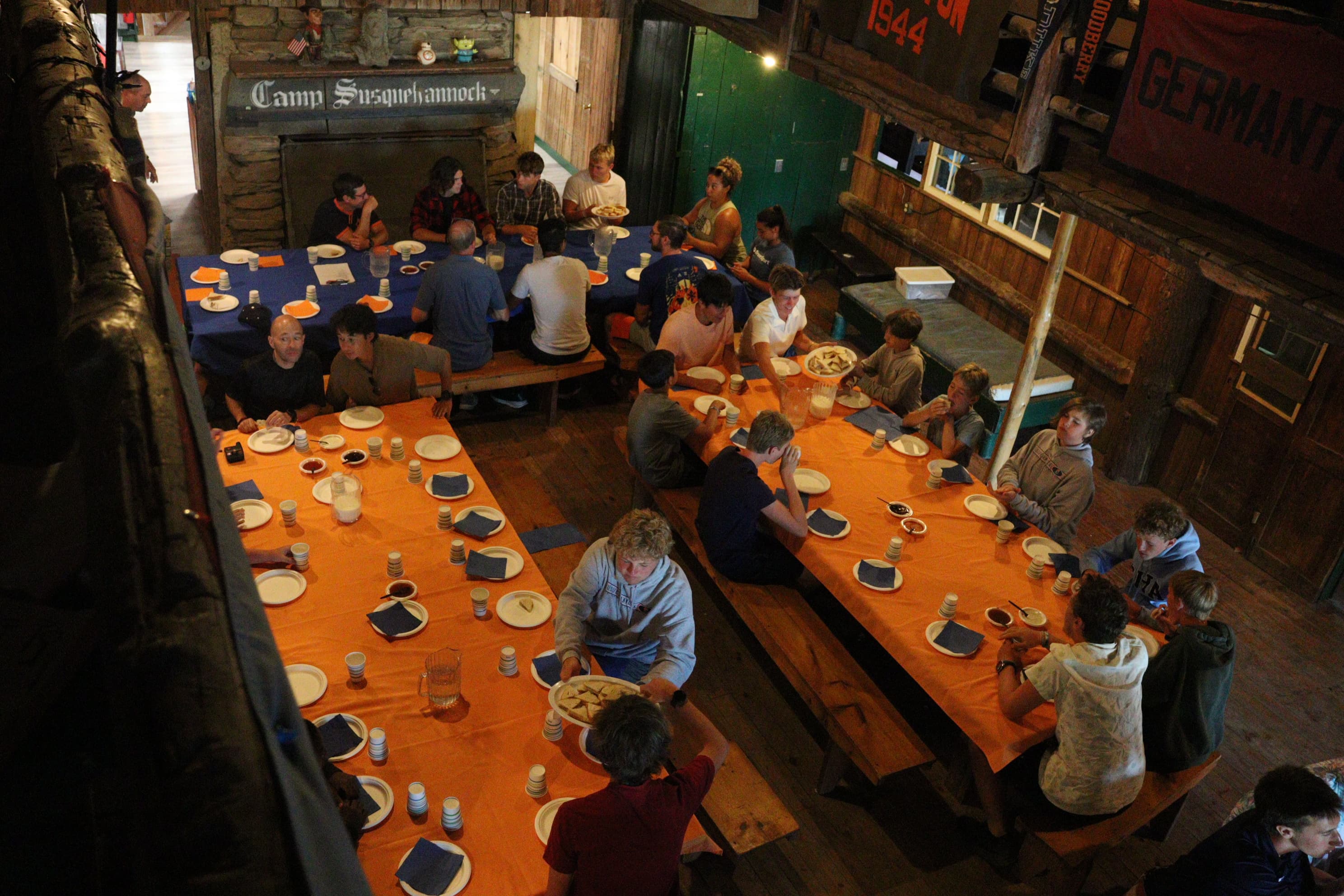 Orange and Blue Chicken Feed at Camp Susquehannock